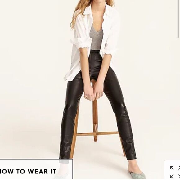 J CREW COLLECTION Black lamb leather stretch leggings sz 4 - Picture 1 of 6